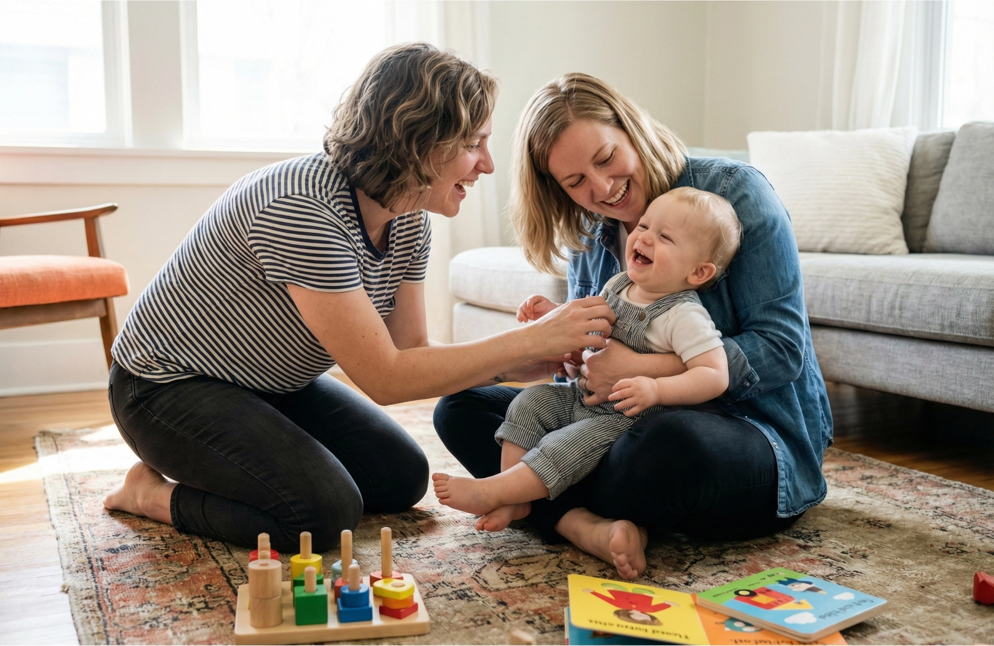 Two mothers with their child